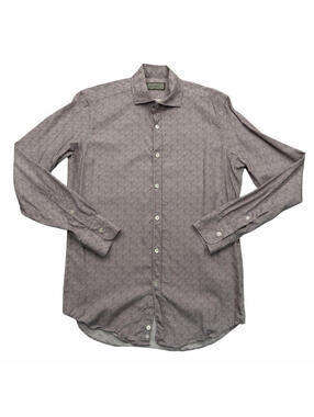 Canali Casual Long Sleeve Button Up Shirt Geometric Speckle Pink Size M